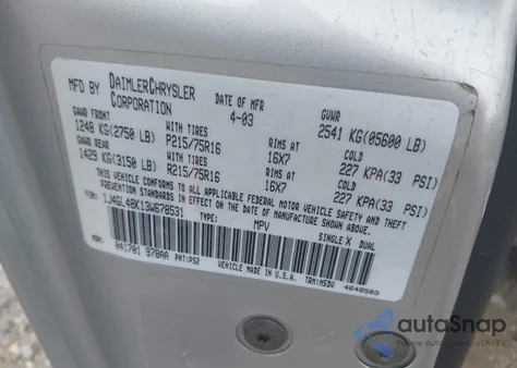 2003 Jeep Liberty Sport z USA, uszkodzony, nr VIN 1J4GL48K13W678531